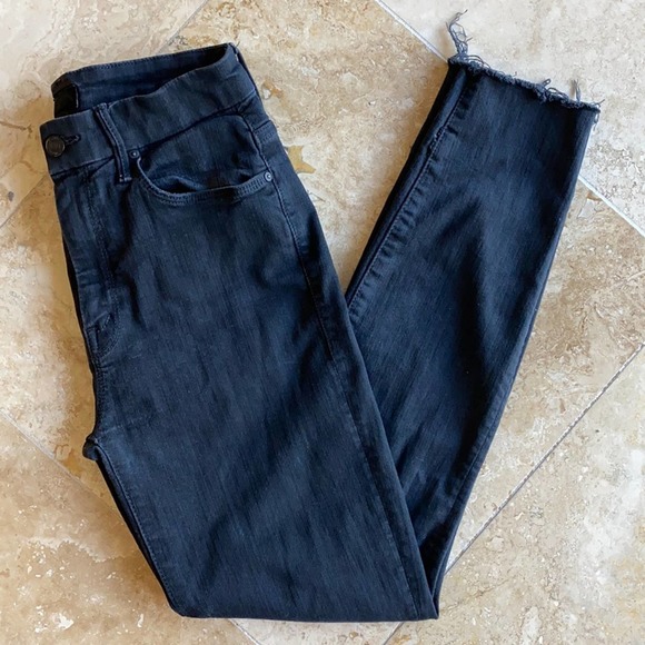 Mother High Waisted Tie Bow Jeans in Black - Picture 1 of 8